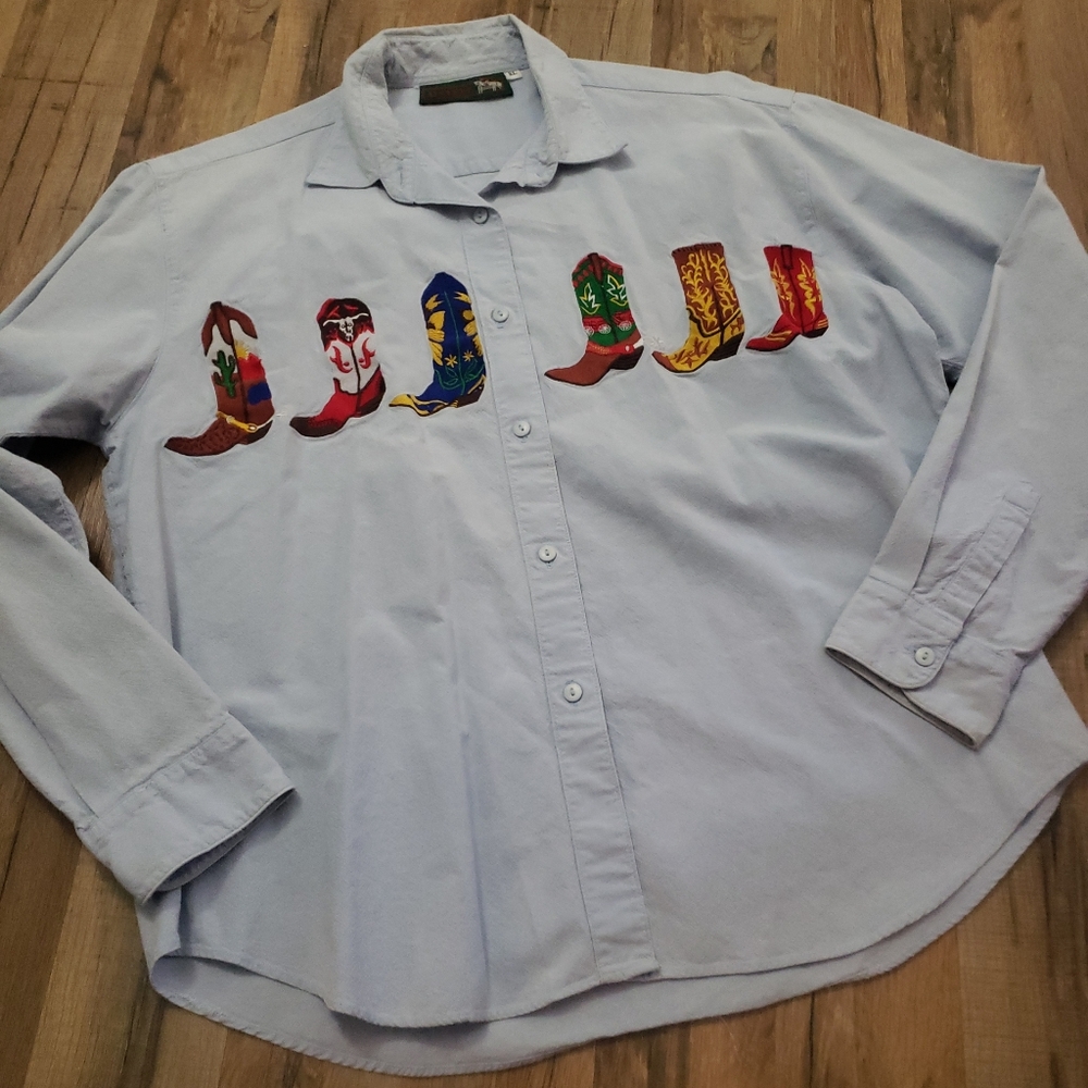 Vintage 90s Cowboy Boot embroidered button up western shirt size XL